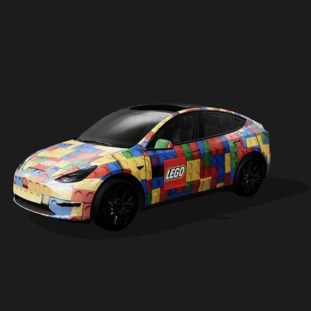 Colorful toy bricks wrap — Model Y