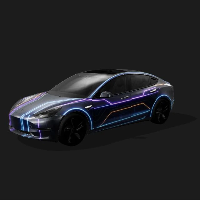 Purple blue neon circuit wrap