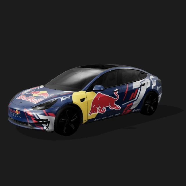 Blue racing bull wrap — Model 3