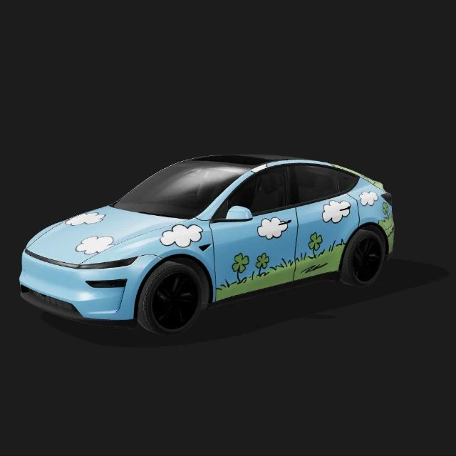 Sky blue cartoon landscape wrap